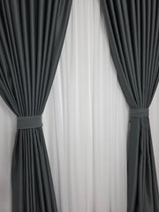 Set perdea Alba si Draperie Simpla Gri Blackout perfect pentru Living Modern Si Dormitor In Culori Albe,Crem Sau Gri