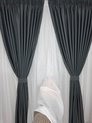 Set perdea Alba si Draperie Simpla Gri Blackout perfect pentru Living Modern Si Dormitor In Culori Albe,Crem Sau Gri