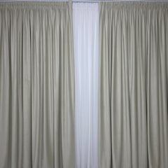 Set Dan: Perdea Alba Simpla Moale Jorjet si Draperie Simpla Catifea Bej Deschis-Ivory Blackout 70%