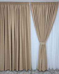 Draperie Crem Cappuccino Blackout 80–90% – Ideală pentru Livinguri sau Dormitoare cu Mobilier Maro