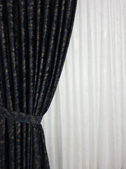 Draperie Dubai din Catifea Neagra cu Insertii Aurii Blackout 90-95% pentru Living si Dormitor in Tonuri Negru si Gri, Confectionata la Comanda Casablanca Magazin
