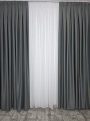 Draperie Gri Cenusiu Varianta 20 Blackout 80-95% pentru Living si Dormitor cu Mobilier Gri si Alb