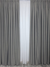 Colectia Blackout Varianta 101: draperie gri si perdea alba voal premium jorjet - perfecta pentru livinguri si dormitoare moderne in culori albe,gri sau crem