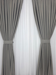 Draperie Gri Varianta 101 Blackout 80-95% pentru Living si Dormitor cu Mobilier Gri si Alb