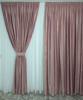 Set Mirela – Perdea Voal Premium si Draperie Catifea roz – Ideal pentru Livinguri si dormitoare Elegante