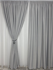 Set Istanbul: Perdea Voal Gri si Draperie Gri Deschis – Ideal pentru Living si Dormitor in Nuanțe Gri, Alb si Negru