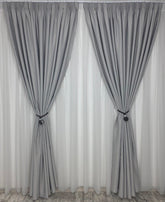 Set Istanbul: Perdea Voal Gri si Draperie Gri Deschis – Ideal pentru Living si Dormitor in Nuanțe Gri, Alb si Negru