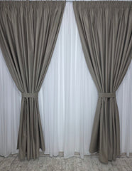 Set Premium Crem Inchis Gri - Grej Inchis Catifea Usor Lucioasa Blackout Total – Nu Permite Deloc Patrunderea Luminii – Ideal pentru Livinguri si Dormitoare Elegante – Confectionat pe Comanda Casablanca Magazin