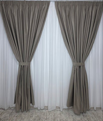 Set Premium Crem Inchis Gri - Grej Inchis Catifea Usor Lucioasa Blackout Total – Nu Permite Deloc Patrunderea Luminii – Ideal pentru Livinguri si Dormitoare Elegante – Confectionat pe Comanda Casablanca Magazin