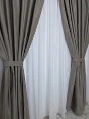 Set Premium Crem Inchis Gri - Grej Inchis Catifea Usor Lucioasa Blackout Total – Nu Permite Deloc Patrunderea Luminii – Ideal pentru Livinguri si Dormitoare Elegante – Confectionat pe Comanda Casablanca Magazin