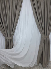 Set Premium Crem Inchis Gri - Grej Inchis Catifea Usor Lucioasa Blackout Total – Nu Permite Deloc Patrunderea Luminii – Ideal pentru Livinguri si Dormitoare Elegante – Confectionat pe Comanda Casablanca Magazin