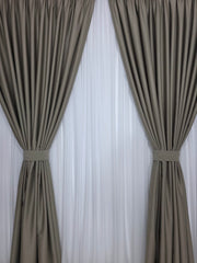 Colectia Hotel: Perdea Simpla Voal Alb si Draperii Cafea cu lapte blackout 98%