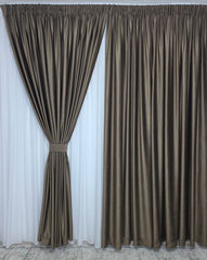Set Perdea Voal Premium Jorjet si Draperie Simpla Catifea Maro Deschis – Ideal pentru Livinguri si Dormitoare in nuante de alb, maro sau crem – Confectionat pe Comanda Casablanca Magazin