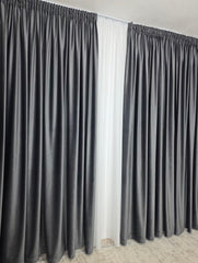 Draperie Simpla Catifea Gri Inchis Antracit – Ideala pentru Living si Dormitor in nuante de alb sau gri – Confectionata pe Comanda Casablanca Magazin
