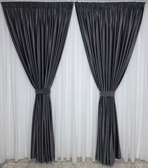 Set Matei: Perdea Premium Voal Alb Jorjet si Draperie Simpla Catifea Gri inchis antracit – Ideal pentru Livinguri si Dormitoare in nuante de alb, gri sau crem – Confectionat pe Comanda Casablanca Magazin