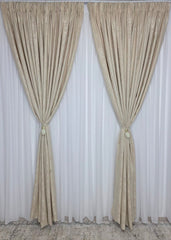 Set Selena: Perdea Albă Simplă și Draperie Crem Deschis cu Aspect de Vopsea Decorativă – Ideal pentru Living și Dormitor în Nuanțe de Alb,Crem si Bej