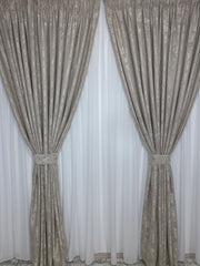 Draperie Venti Bej-Crem Texturata cu Aspect de Vopsea Decorativa – Ideala pentru Living si Dormitor in Nuanțe Crem, Bej si Grej