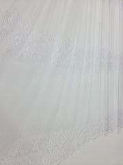 Perdea Evin Scurta din Bamboo Alba cu Broderie – Material Transparent cu Textura Plina – Ideala pentru Bucatarii si Ferestre de pana la 1,80 m – Confectionata pe Comanda Casablanca Magazin