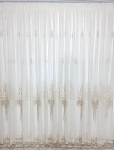 Perdea Mihaela Bamboo Alba cu Broderie Crem-Bej Model Pom – Material Transparent cu Textura Plina – Ideala pentru Livinguri si Dormitoare Luminoase – Confectionata pe Comanda Casablanca Magazin