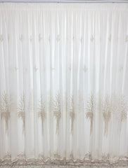 Perdea Mihaela Bamboo Alba cu Broderie Crem-Bej Model Pom – Material Transparent cu Textura Plina – Ideala pentru Livinguri si Dormitoare Luminoase – Confectionata pe Comanda Casablanca Magazin