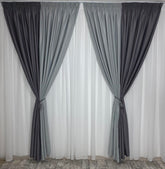 Ideala pentru living si dormitor cu pat sau canapea gri, pereti albi - Draperie Bicolora Gri Deschis si Gri Inchis in Doua Culori - confectionata pe comanda