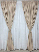 Set Vanilla: Perdea Din Matase Moale Cu Insertii Aurii Si Draperie Catifea Vanilie Latte 80-90% Blackout