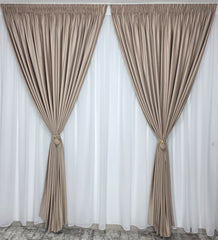Set Tessa: Perdea Din Voal Premium Alb Imaculat Si Draperie Catifea Crem Tip Velura