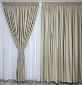 Draperie Amsterdam din Catifea Tip Velura Crem Sampanie - Ideala pentru living si dormitor cu pat sau canapea crem ori sampanie, pereti albi si mobilier crem sau lemn natur - confectionata pe comanda