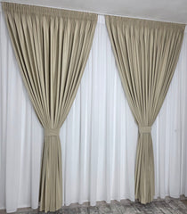 Set Judi: Perdea Din Matase Alb Imaculat Nesifonabila si Draperie Din Catifea Sampanie Tip Velura - Ideal Pentru Livinguri Si Dormitoare Luminoase - Confectionat Pe Comanda Casablanca Magazin