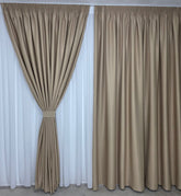 Draperie Simpla Crem Mustar Blackout 80% - Ideala pentru living si dormitor cu pat sau canapea crem ori mustar, pereti albi si mobilier crem sau lemn natur - confectionata pe comanda