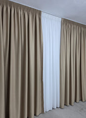 SET ASIA: PERDEA TIP MATASE CU ASPECT DE IN NESIFONABILA SI DRAPERIE CREM MUSTAR BLACKOUT - IDEAL PENTRU LIVINGURI SI DORMITOARE LUMINOASE