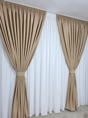 SET ASIA: PERDEA TIP MATASE CU ASPECT DE IN NESIFONABILA SI DRAPERIE CREM MUSTAR BLACKOUT - IDEAL PENTRU LIVINGURI SI DORMITOARE LUMINOASE
