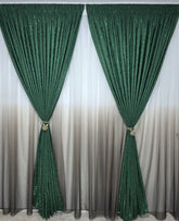SuperPret* Ideal pentru living si dormitor cu pat sau canapea verde, crem ori bej si pereti albi – Set Fausta: Perdea Voal Degrade Verde si Draperie Catifea Verde Smarald Nisip – confectionat pe comanda