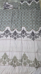 Pilota pentru pat de 2 persoane, model roz cu flori gri,180x220cm cu cearșaf si 2 fete de perna dreptunghiulare Cod:D32