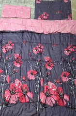 Pilota pentru pat de 2 persoane, model mov cu roz,180x220cm cu cearșaf si 2 fete de perna dreptunghiulare Cod:D33