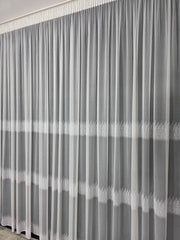 Perdea Teodora din Material Bamboo cu 3 Randuri de Broderie Alba cu Floricele Cod 335– Ideala pentru Living si Dormitor, Canapea Crem, Bej, Gri sau Maro, Mobilier Alb si Pereti Albi – Confectionata pe Comanda