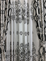 Draperie Model Baroc Blackout Gri cu Negru