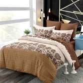 Lenjerie finet, maro cu aspect floral, cerceaf cu elastic 160/180x200, Cod: B6010