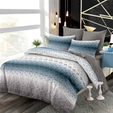 Lenjerie finet, degrade albastru model abstract, cearceaf cu elastic 160/180x200, Cod: B6028