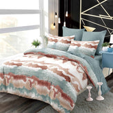 Lenjerie finet, turcoaz alb portocaliu abstract, cearceaf cu elastic 160/180x200, Cod: B6031