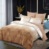 Lenjerie finet, alb-capucino model abstract, cerceaf cu elastic 160/180x200, Cod: B861