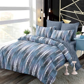 Lenjerie finet, albastru-gri-negru striatii, cerceaf cu elastic 160/180x200, Cod: B883