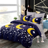 Lenjerie finet, mov cu stelute si luna, cerceaf cu elastic 160/180x200, Cod: B983