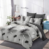 Lenjerie finet, gri cu pene negre, cerceaf cu elastic 160/180x200, Cod: B988