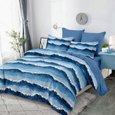 Lenjerie finet, albastru model valuri, cerceaf cu elastic 160/180x200, Cod: BB6078