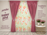 Set Petale Roz – Perdea din Voal cu Model Floral si Draperie Soft Roz – Ideal pentru Livinguri Delicate cu Canapele Crem, Mobilier Alb sau Bej si Accente Roz Pudra – Confectionat pe Comanda