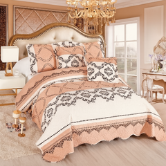 Set Cuvertura Pat Dublu Matlasata Bumbac + 4 fete perna ES78