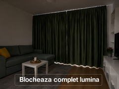 Set Premium: Nu Permite Deloc Patrunderea Luminii – Perdea Matase Alba si Draperie Verde Olive Catifea Blackout Total – Ideal pentru Livinguri si Dormitoare Elegante – Confectionat pe Comanda Casablanca Magazin