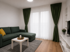 Set Premium: Nu Permite Deloc Patrunderea Luminii – Perdea Matase Alba si Draperie Verde Olive Catifea Blackout Total – Ideal pentru Livinguri si Dormitoare Elegante – Confectionat pe Comanda Casablanca Magazin