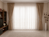 Set Velmora – Perdea Alba din Matase cu Insertii Aurii si Draperie Catifea Crem Roze – ideal pentru livinguri cu canapele crem, cappuccino sau roz pudra si decoruri bej, alb sau accente aurii – confectionat pe comanda